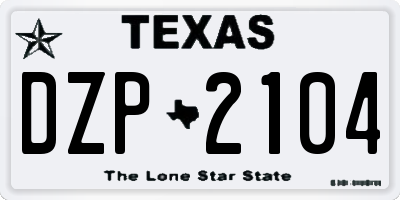 TX license plate DZP2104