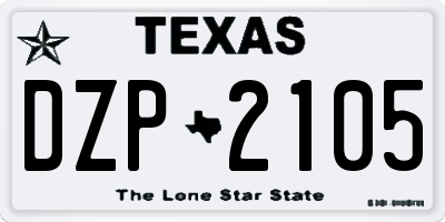TX license plate DZP2105