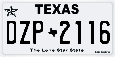 TX license plate DZP2116
