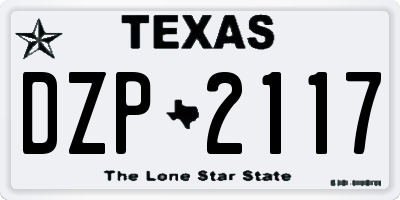 TX license plate DZP2117