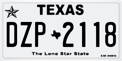 TX license plate DZP2118