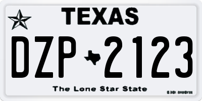 TX license plate DZP2123