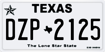 TX license plate DZP2125