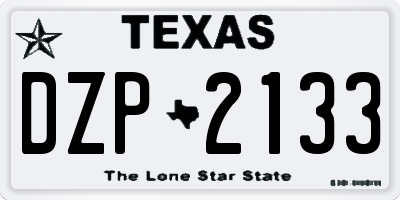 TX license plate DZP2133