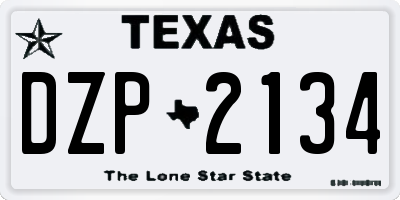 TX license plate DZP2134
