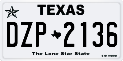 TX license plate DZP2136