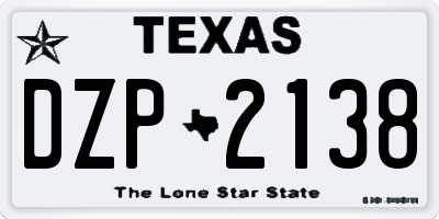 TX license plate DZP2138