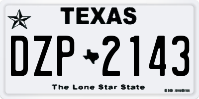 TX license plate DZP2143