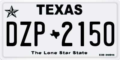 TX license plate DZP2150