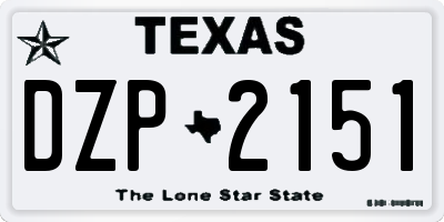 TX license plate DZP2151