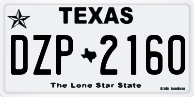 TX license plate DZP2160