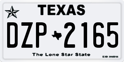 TX license plate DZP2165