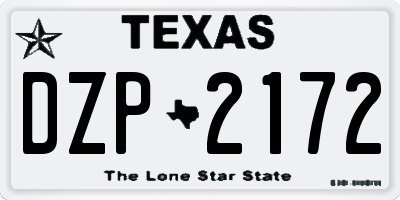 TX license plate DZP2172