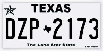 TX license plate DZP2173