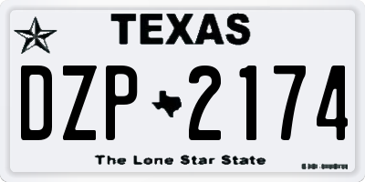 TX license plate DZP2174