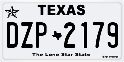 TX license plate DZP2179