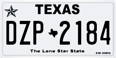 TX license plate DZP2184