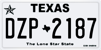 TX license plate DZP2187