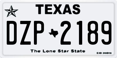 TX license plate DZP2189