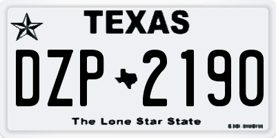 TX license plate DZP2190