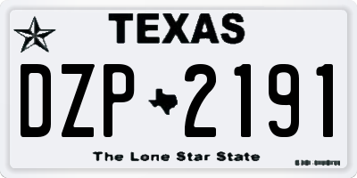 TX license plate DZP2191