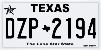 TX license plate DZP2194