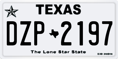 TX license plate DZP2197