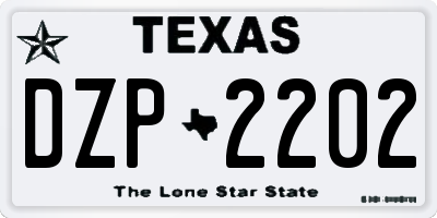 TX license plate DZP2202