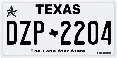 TX license plate DZP2204