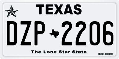 TX license plate DZP2206