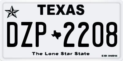 TX license plate DZP2208