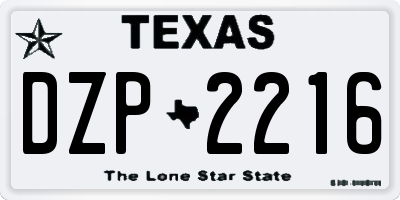 TX license plate DZP2216