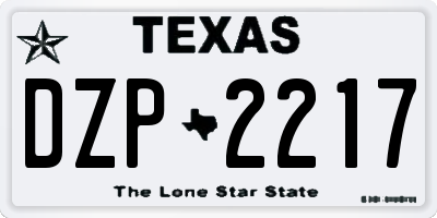 TX license plate DZP2217