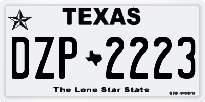 TX license plate DZP2223