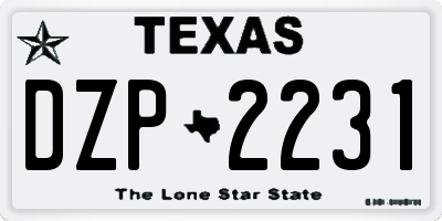TX license plate DZP2231