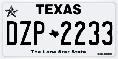 TX license plate DZP2233