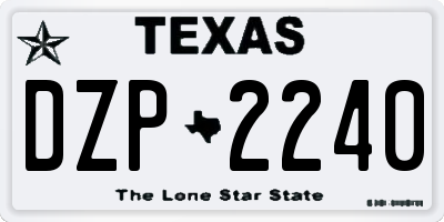 TX license plate DZP2240