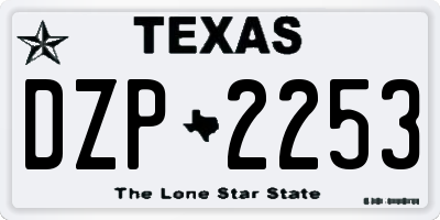 TX license plate DZP2253