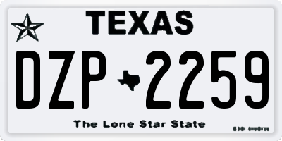 TX license plate DZP2259