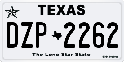 TX license plate DZP2262