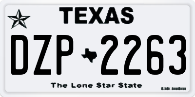 TX license plate DZP2263
