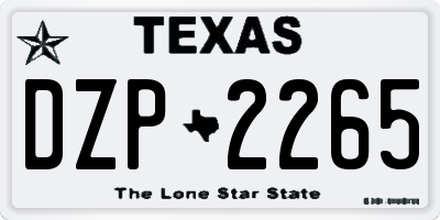 TX license plate DZP2265