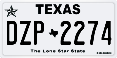 TX license plate DZP2274