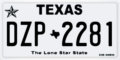 TX license plate DZP2281