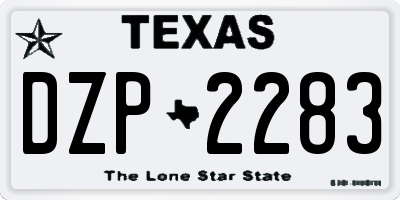 TX license plate DZP2283