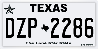 TX license plate DZP2286