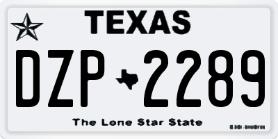 TX license plate DZP2289