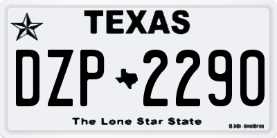 TX license plate DZP2290