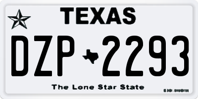 TX license plate DZP2293