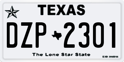 TX license plate DZP2301